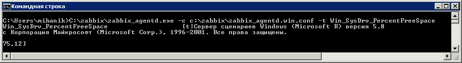 Zabbix мониторинг свободного места на диске windows